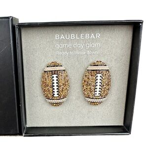 BAUBLEBAR ‘Game Day Glam’ Gold-Tone Crystal & Faux Pearl‎ Football Earrings NWT